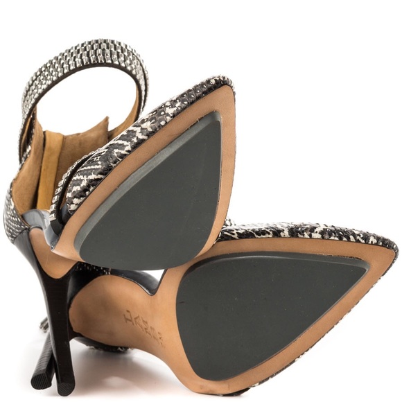 L.A.M.B. Fernley Black/White Snake-print Stilettos - Picture 3 of 8